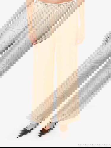 Панталони TOTEME Geometric-Print Silk Wide-Leg Trousers by Toteme Бежово | 213255707926, 2