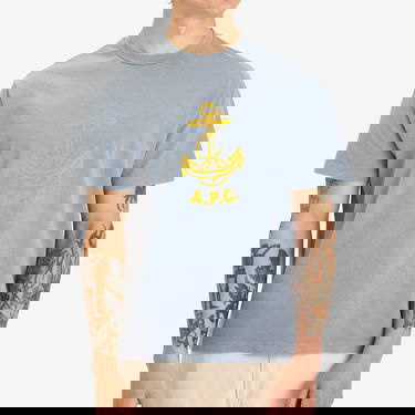 Тениска A.P.C. Men's Davy Anchor Print T-Shirt, Size Small Синьо | COHBS-H26518-IAC, 5
