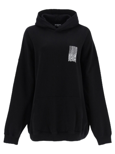 Суитчър Balenciaga Barcode Logo Cotton Hoodie Черно | 651799 TKVE6