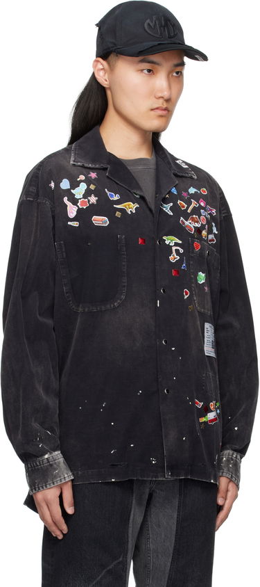 Риза Maison MIHARA YASUHIRO MMY Sticker Print Corduroy Shirt Черно | J14SH182, 1