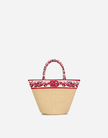 Голяма пазарска чанта Dolce & Gabbana Dolce & Gabbana Straw Tote Bag with Floral Print Бежово | EB0104AU085HE3OB, 0