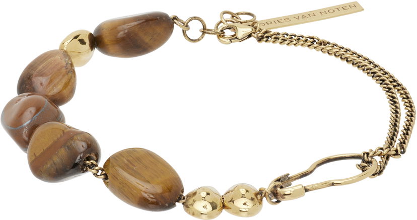 Гривна Dries Van Noten Dries Van Noten Tiger's Eye and Textured Bead Chain Bracelet Многоцветен | 252-028208-087