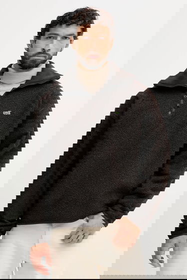 Суитчър Lacoste Teddy Fleece Half-Zip Pullover with Stand-Up Collar Кафяво | SH5500, 0