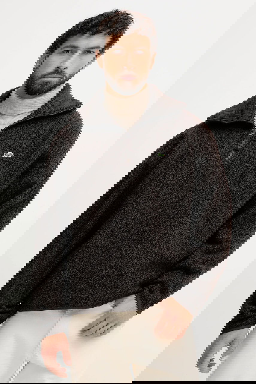 Суитчър Lacoste Teddy Fleece Half-Zip Pullover with Stand-Up Collar Кафяво | SH5500, 0