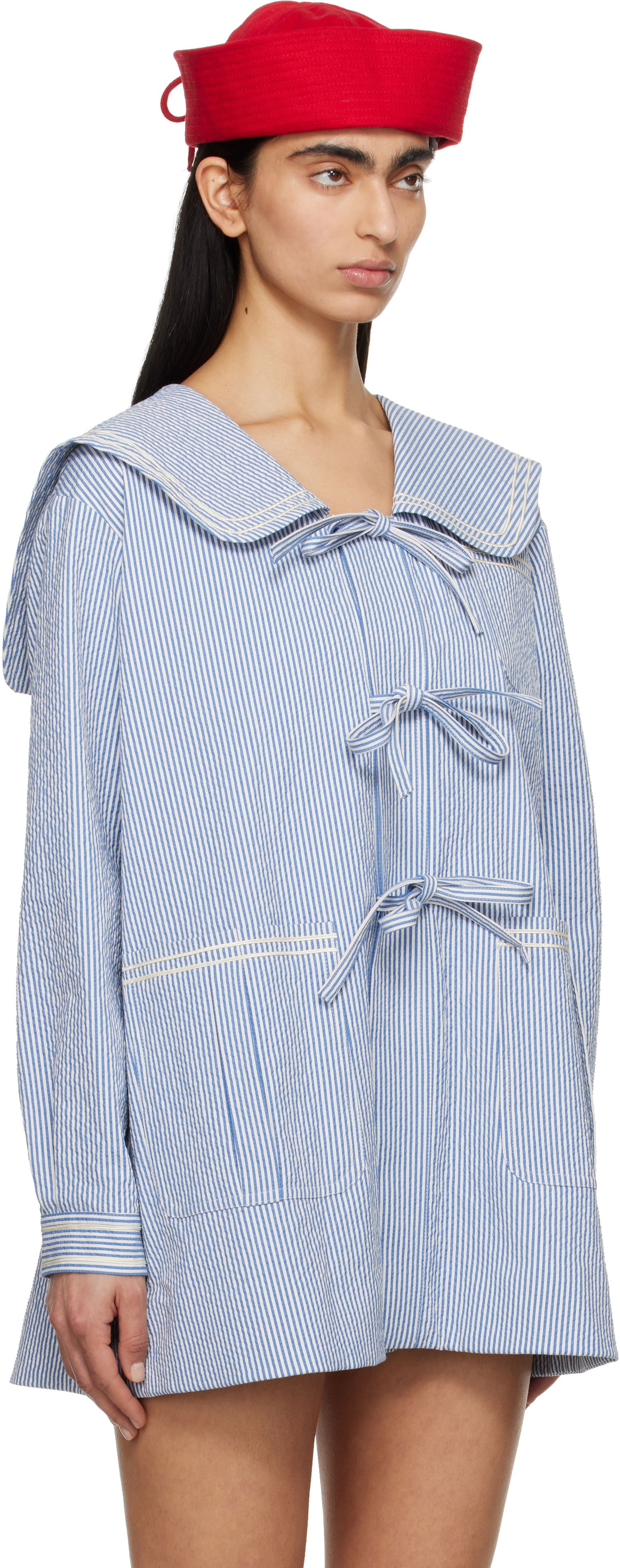 Риза Bode Bode Club Stripe Sailor Coat Синьо | WRS25JA003, 1