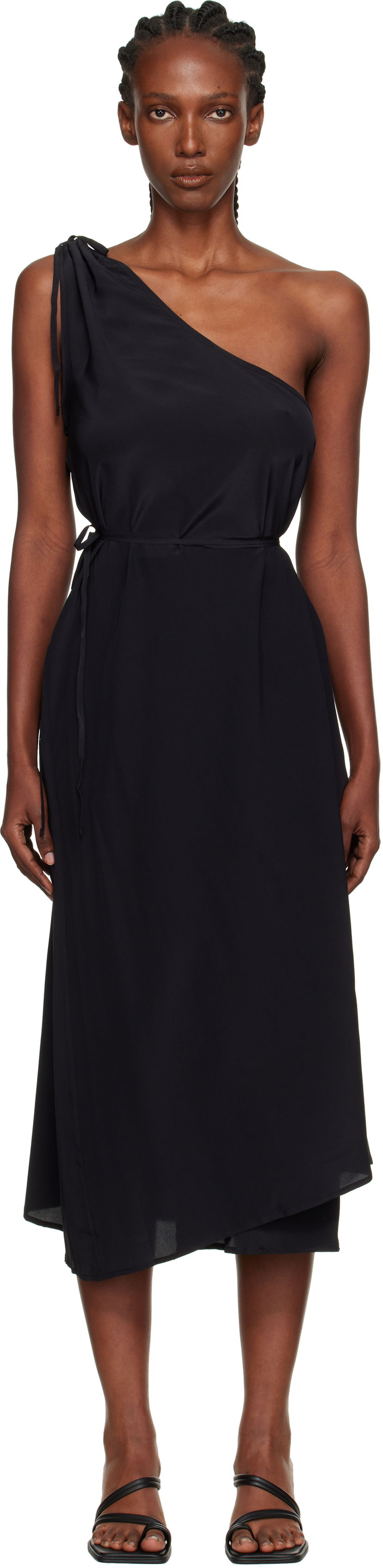 Pокля Baserange Baserange One-Shoulder Midi Dress Черно | DRVI-SC-AU25