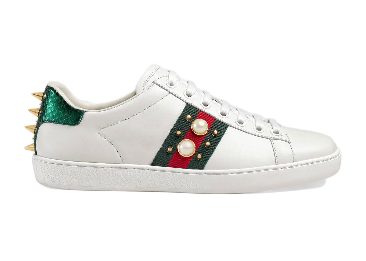 Кецове и обувки Gucci Ace 'Studded Pearl' (W) Бяло | _431887 A38G0 9064, 0