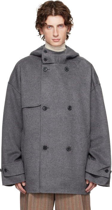 Палта JW Anderson JW Anderson Oversized Hooded Double-Breasted Felted Peacoat Сиво | CO0342-PG1559, 0