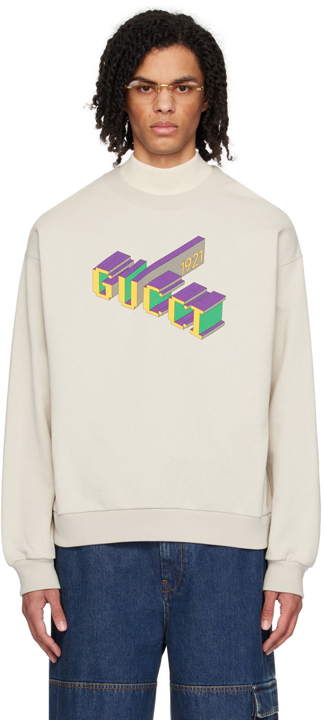 Суитчър Gucci Printed Sweatshirt Бежово | 768530 XJF3H