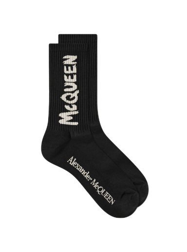 Чорапи Alexander McQueen Graffiti Logo Sock Черно | 6602734D33Q-1078