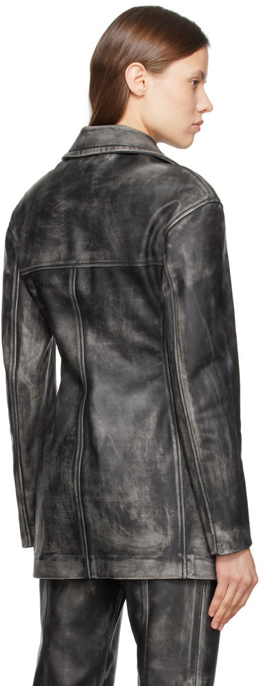 Яке Marni Marni Leather Jacket with Logo Embroidery Сиво | GIMX0277SU ULV880, 2