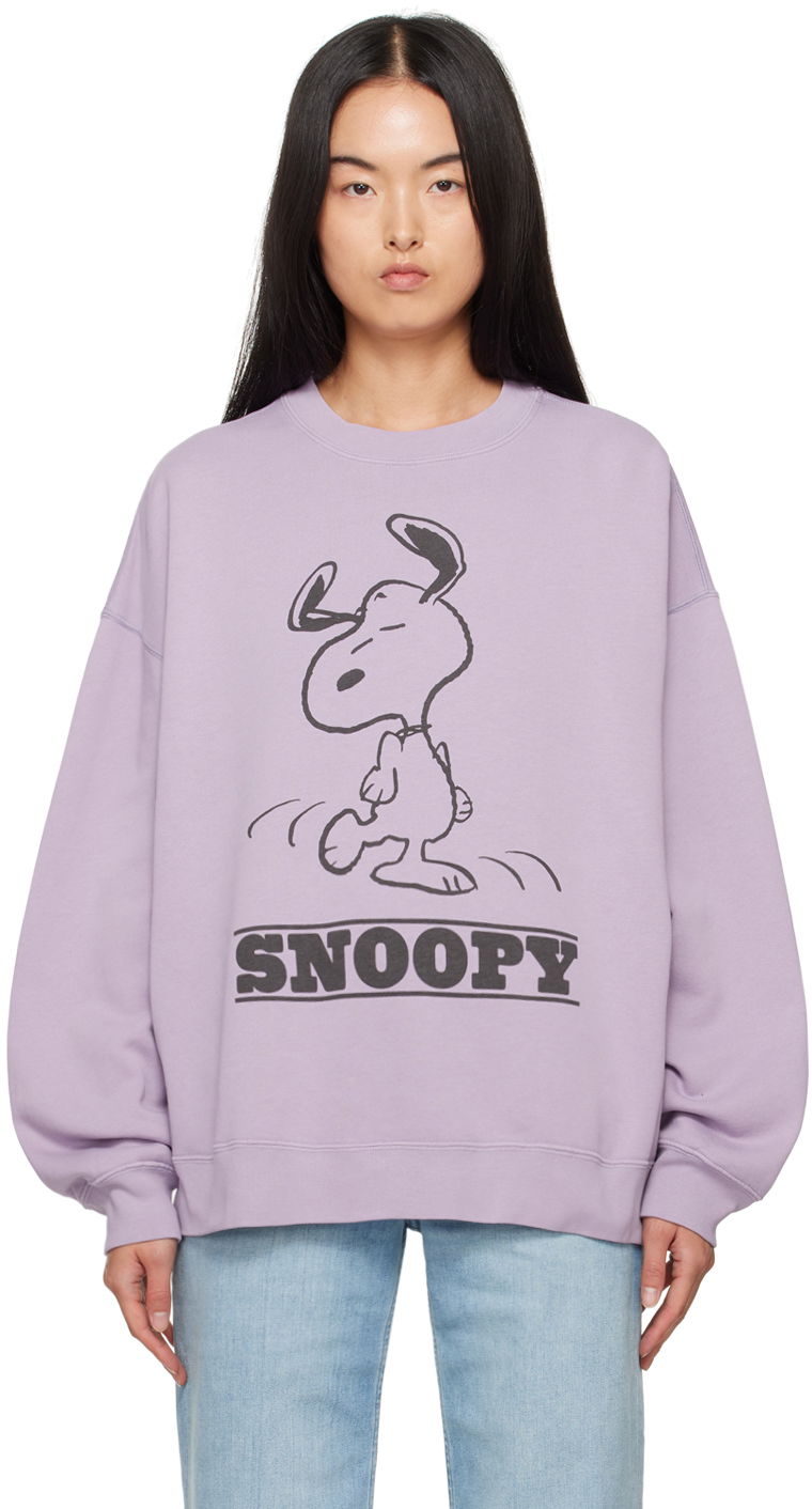 Тениска RE/DONE Purple Hanes Edition Snoopy Dancing Sweatshirt Сиво | 488-08WOGC008