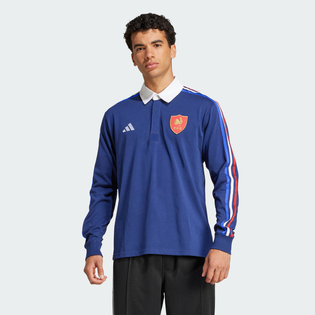 Поло тениска adidas Performance France Rugby Long Sleeve Polo Shirt Синьо | JP0364, 0
