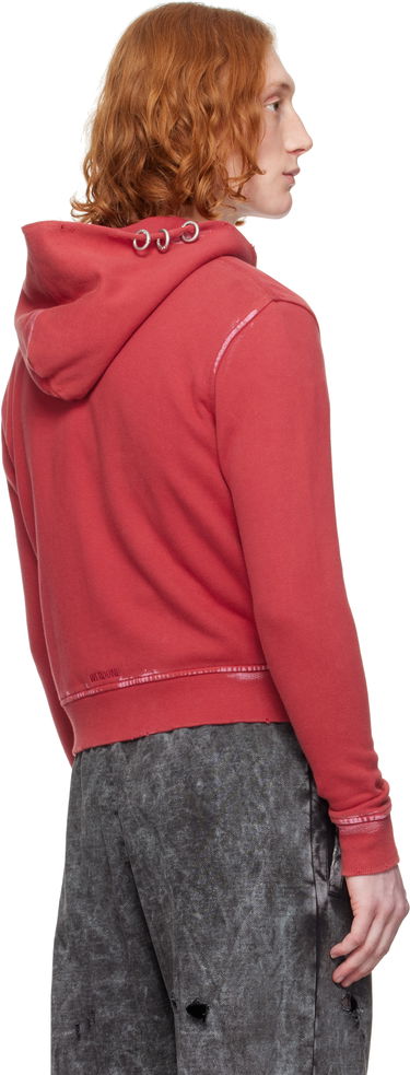 Суитчър We11done We11done Pierced Zip-Up Hoodie Червено | WD-TJ0-25-821-U-RD, 2