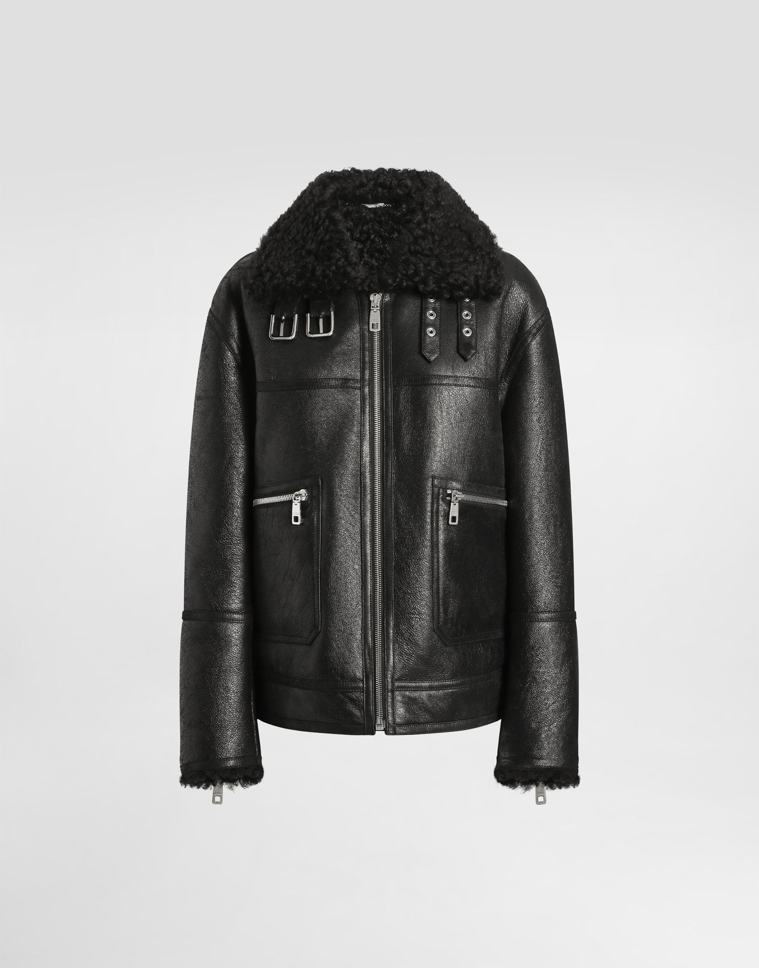 Яке Dolce & Gabbana Dolce & Gabbana Shearling Biker Jacket Черно | F9S79LFUP94N0000, 0