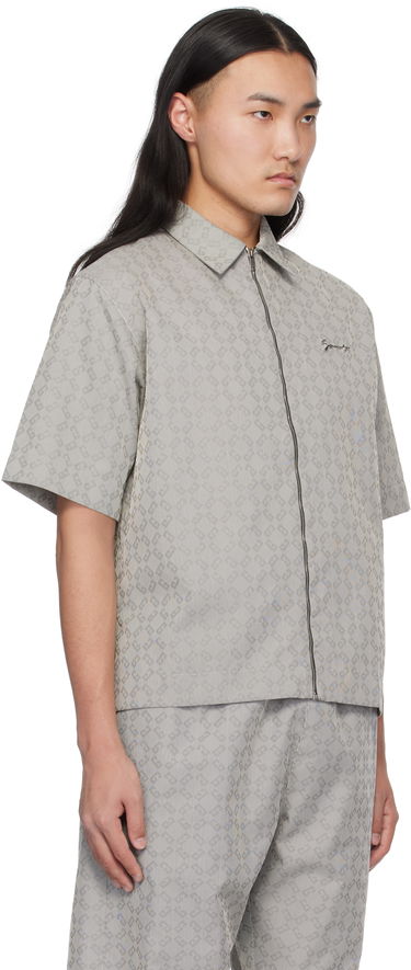 Риза Givenchy Givenchy Monogram 72 Jacquard Zip-Up Shirt Сиво | BM612T15U8004, 1