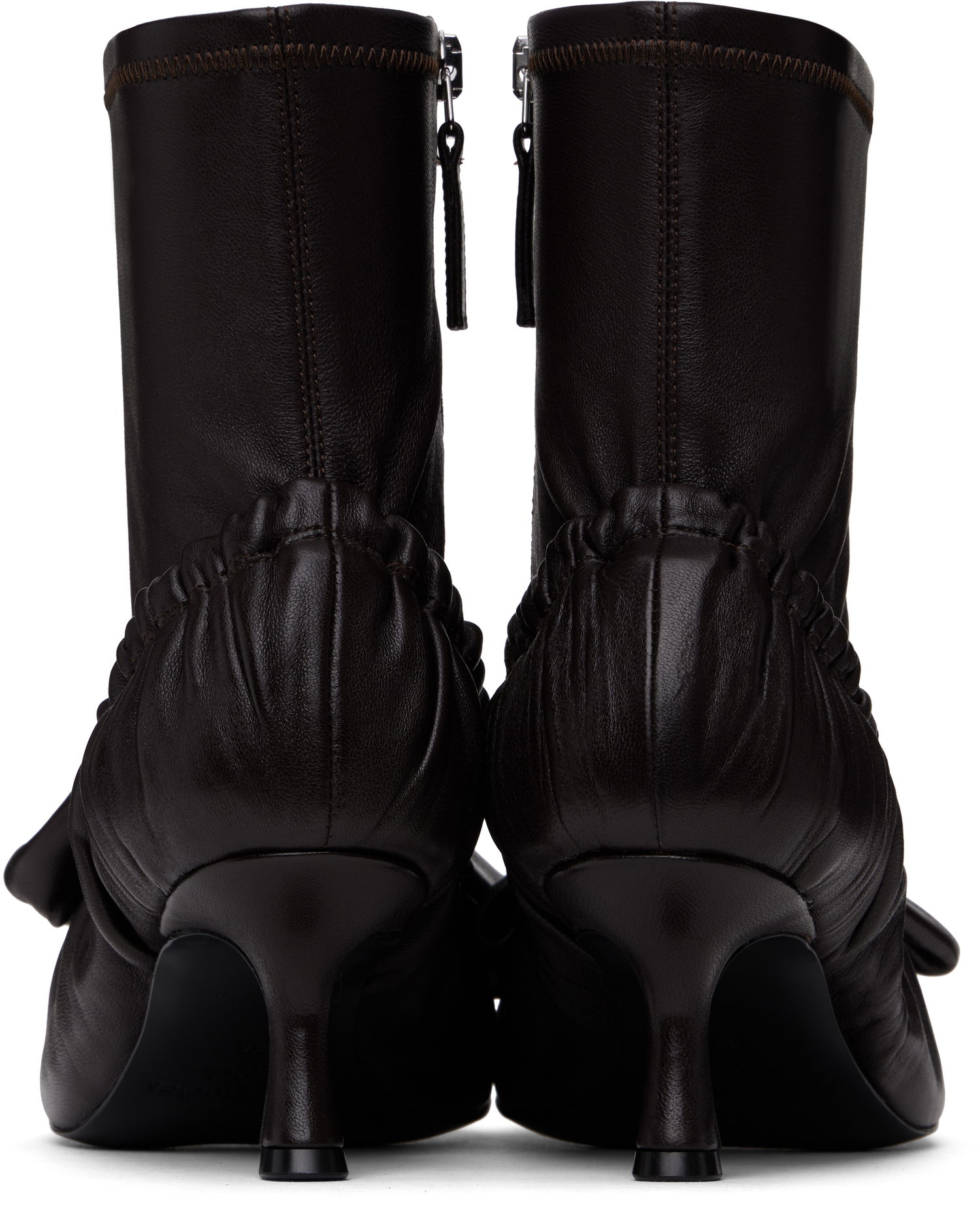 Кецове и обувки Acne Studios Acne Studios Leather Bow Ankle Boots Кафяво | AD0796-, 1