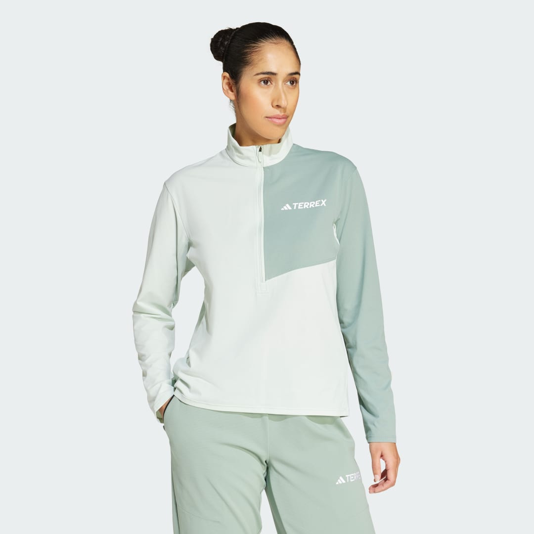 Тениска adidas Performance Terrex Multi Climacool 1/2 Zip Long Sleeve Top Зелено | JE0362, 0
