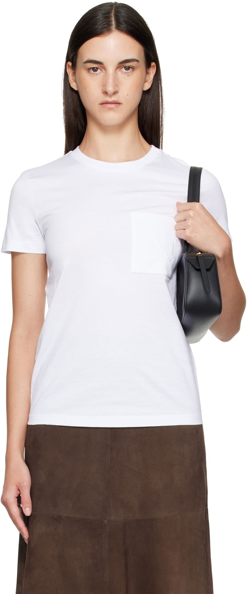 Тениска Max Mara Max Mara Papaia Pocket T-Shirt Бяло | 2511941032600