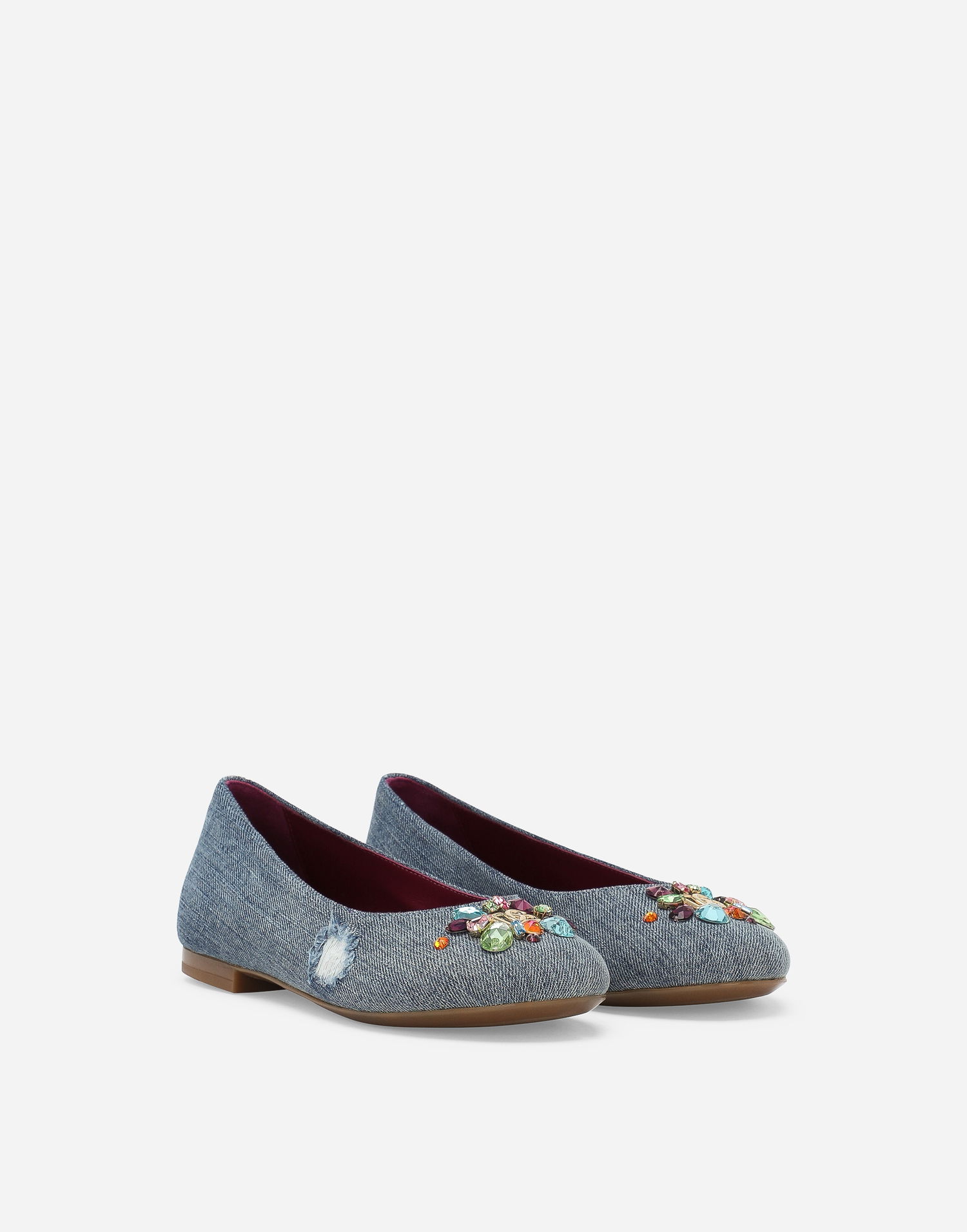 Кецове и обувки Dolce & Gabbana Dolce & Gabbana Patchwork Denim Embellished Ballet Flats (24-38) Синьо | D10510AR1428C609, 1
