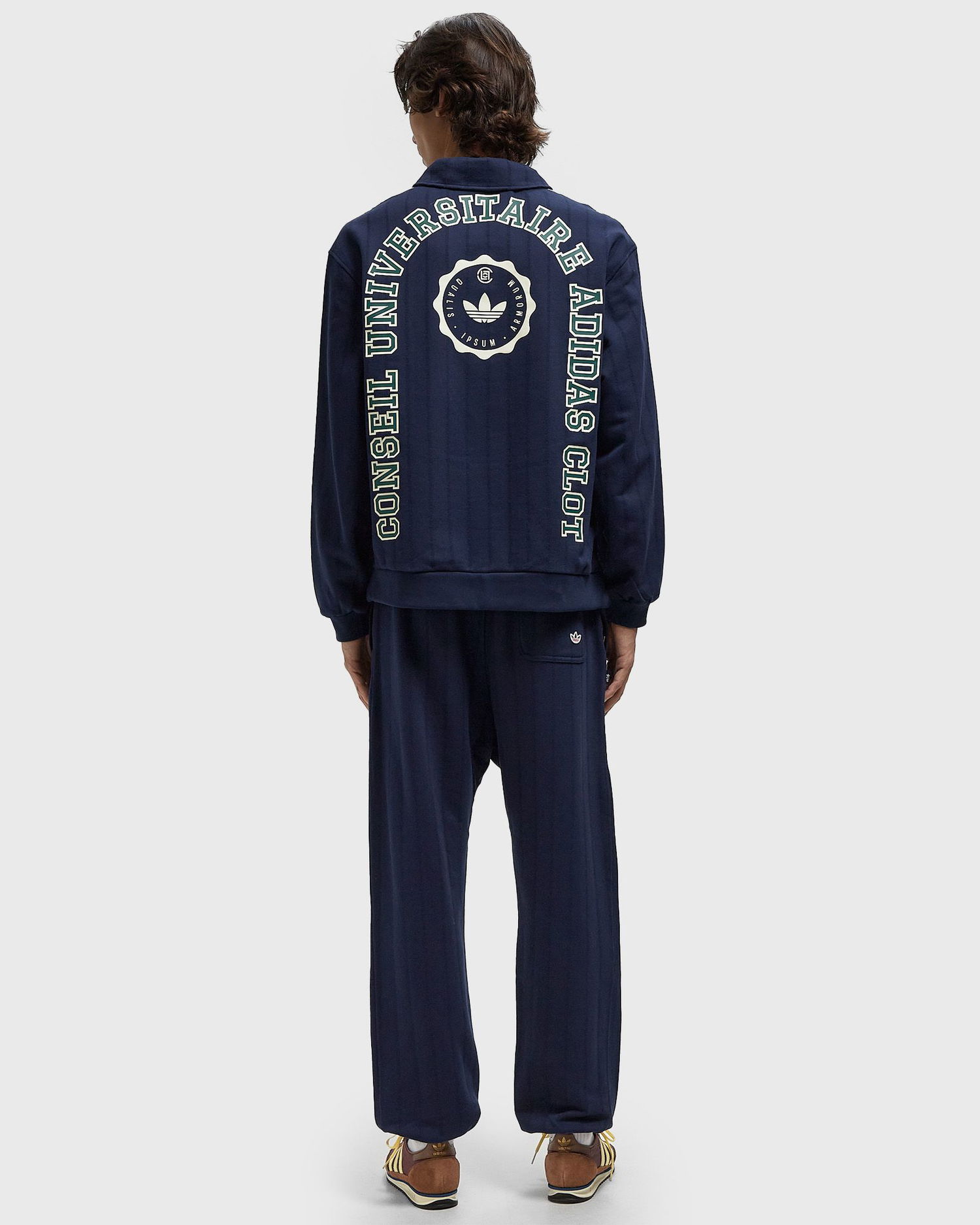 Суитчър adidas Originals CLOT Quarter-Zip Polo Sweatshirt Тъмно синьо | JM7097, 1