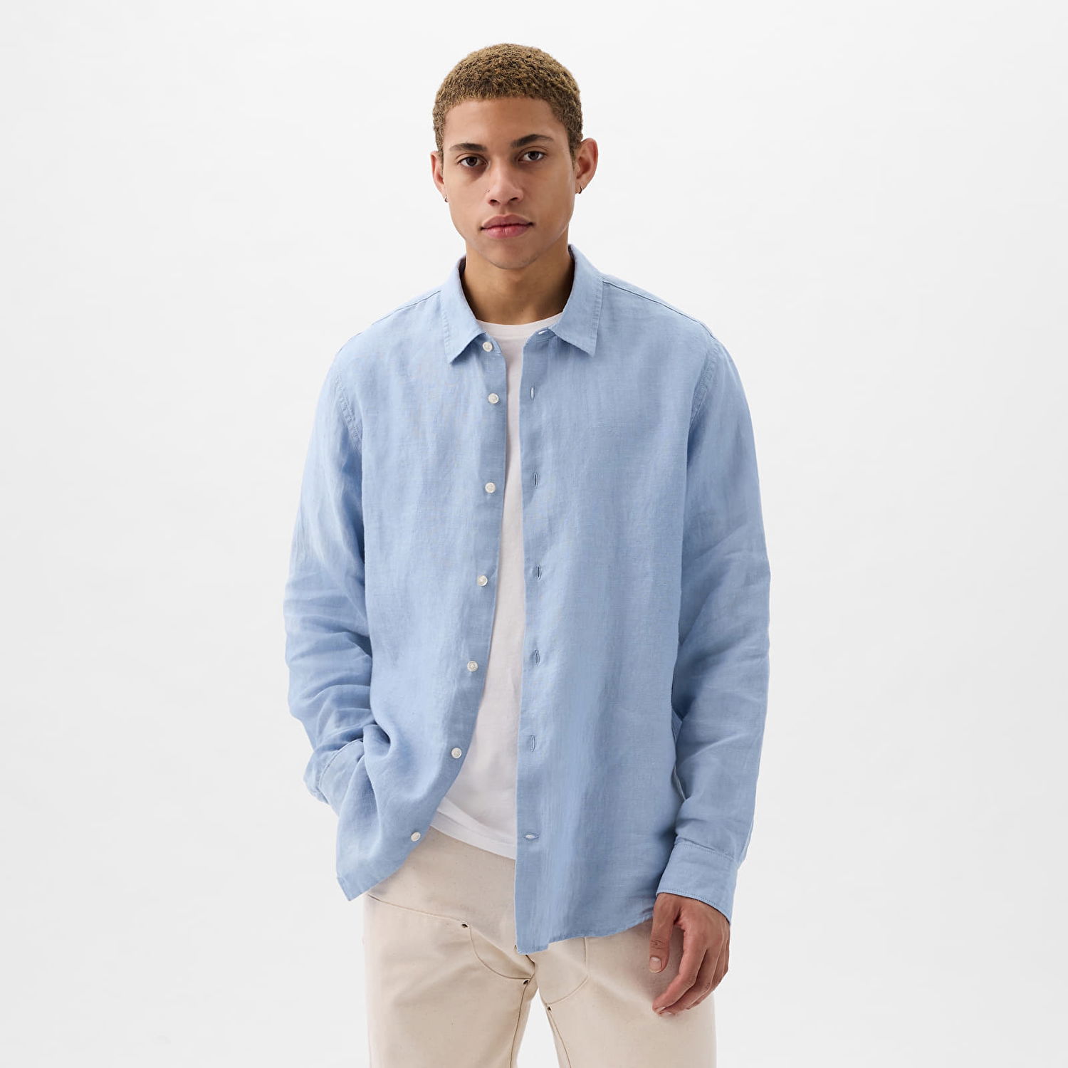 Риза GAP Longsleeve Linen Shirt Distant Blue Синьо | 855351-01, 0