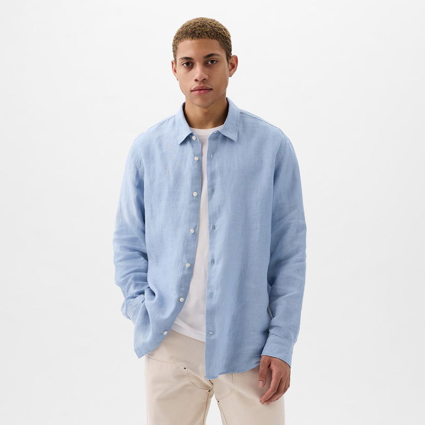 Риза GAP Longsleeve Linen Shirt Distant Blue Синьо | 855351-01