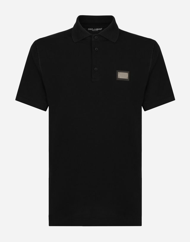 Cotton Piqué Polo-shirt With Branded Tag