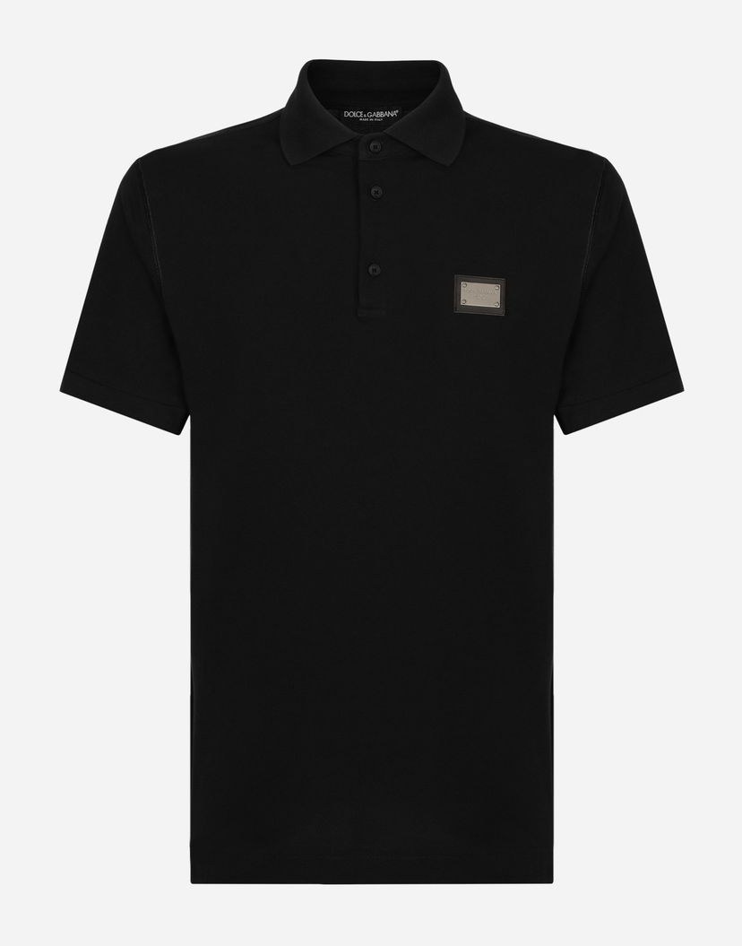 Поло тениска Dolce & Gabbana Cotton Piqué Polo-shirt With Branded Tag Черно | G8PL4TG7F2HN0000