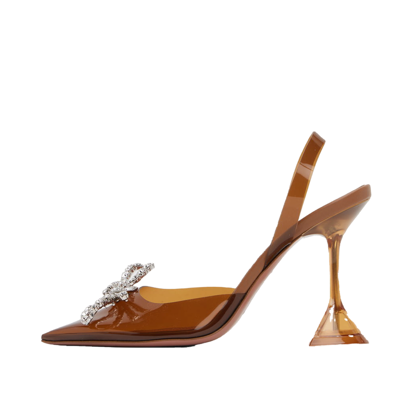 Кецове и обувки Amina Muaddi Exclusive Rosie Slingback Heels with Crystal Embellishment Кафяво | ROSIE GLASS SLING CL PVC