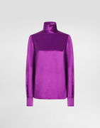 Dolce & Gabbana Silk Satin Turtle-Neck Top