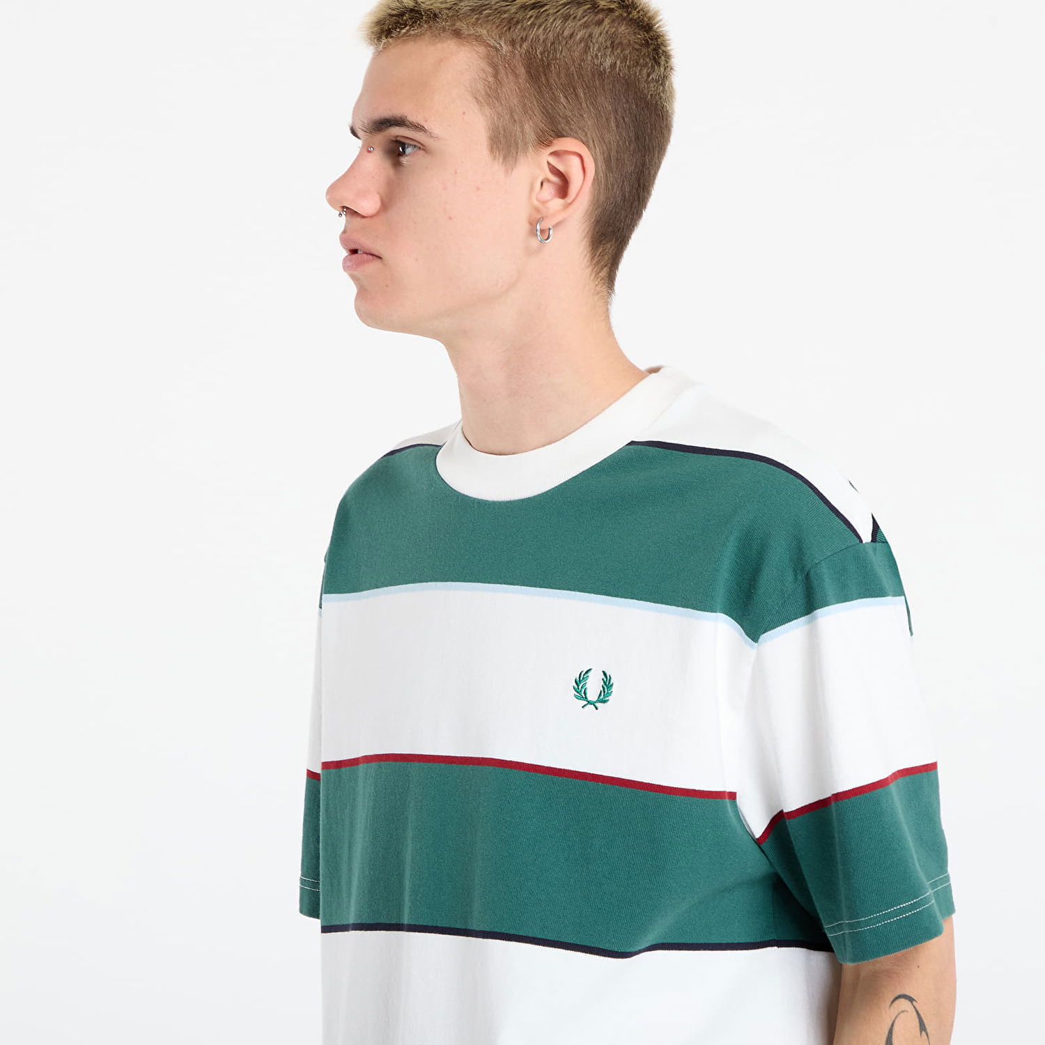 Тениска Fred Perry Fred Perry Striped Relaxed T-Shirt Зелено | M1749 129, 1