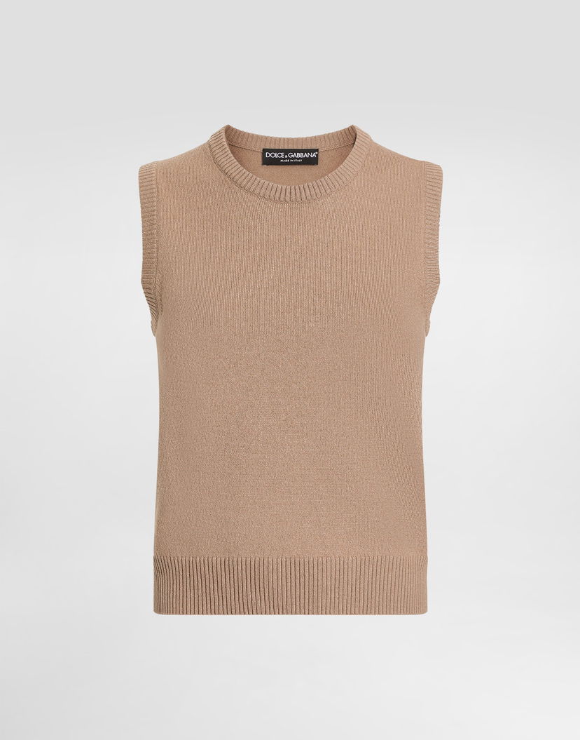 Пуловер Dolce & Gabbana Dolce & Gabbana Cashmere Sleeveless Sweater Бежово | FXT61ZJDVC2M2186