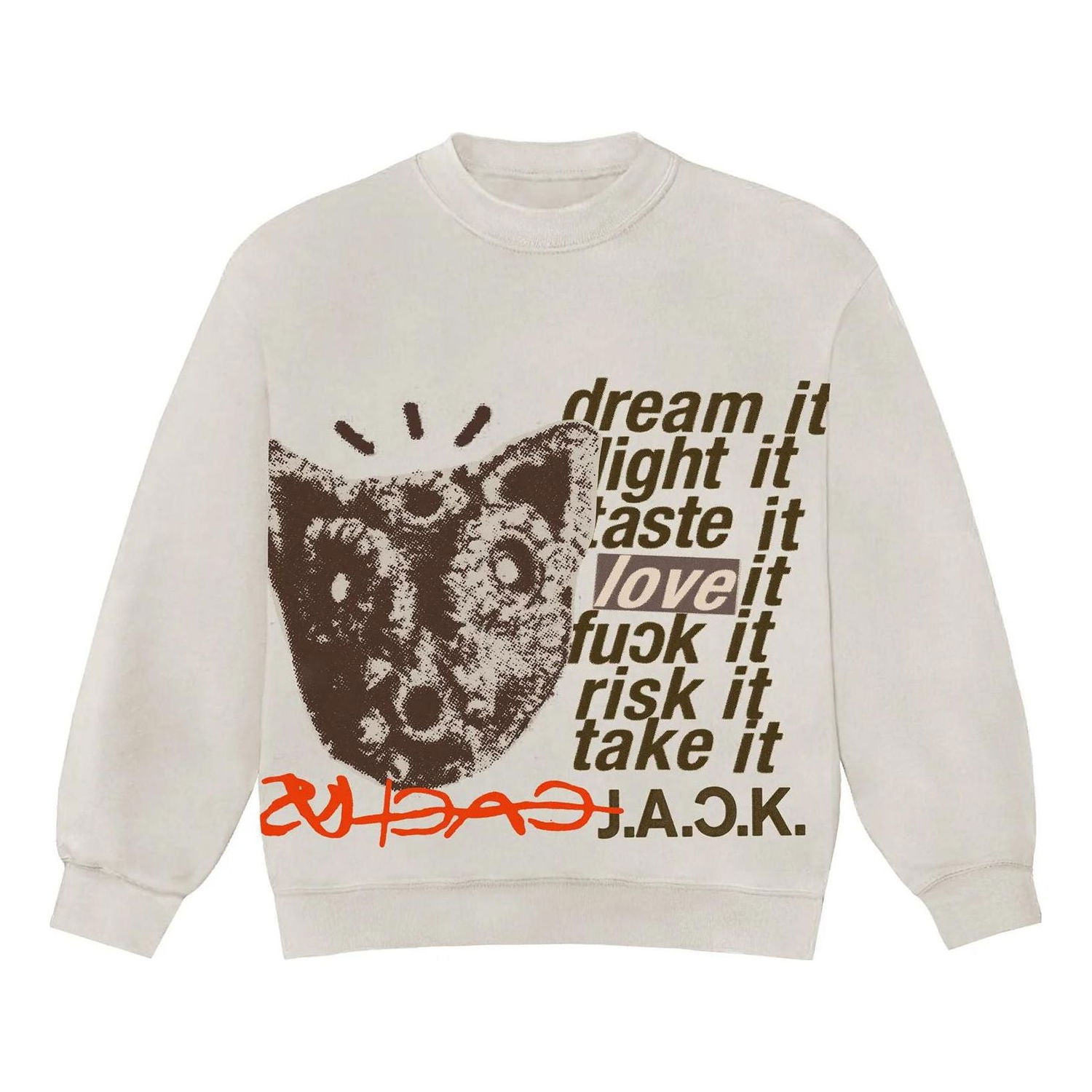 Суитчър Cactus Jack by Travis Scott Travis Scott Cactus Jack D.L.T.L.F.R.T. Crewneck Бежово | CJFN-SS89, 0