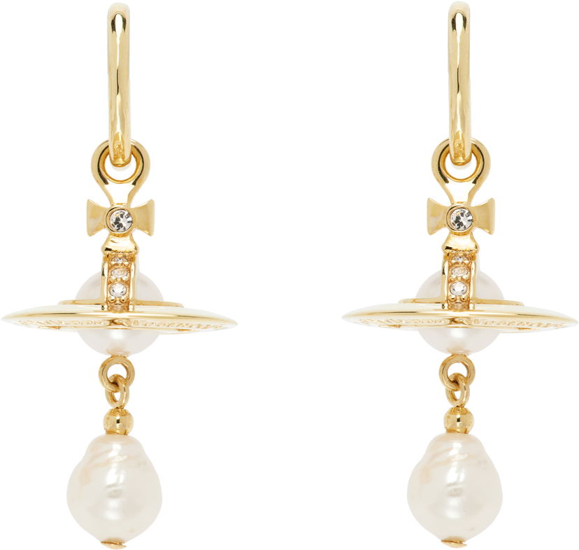 Обеци Vivienne Westwood Vivienne Westwood Aleksa Pearl Drop Earrings Жълто | 6202016M-02R496-