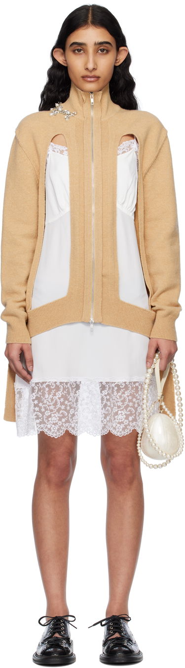 Pокля Simone Rocha Simone Rocha Embellished Window Zip Cardigan Бежово | LMK4BW 0660, 0