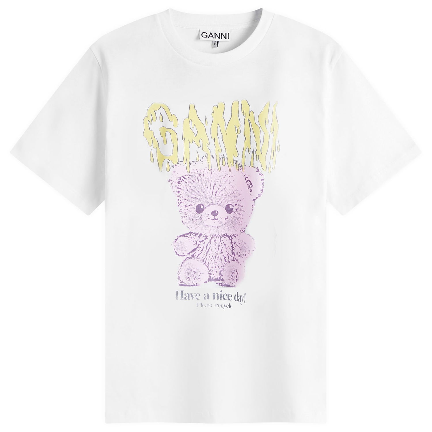 Тениска GANNI GANNI Teddy Relaxed T-Shirt, Size Large Бяло | T4289-151, 0