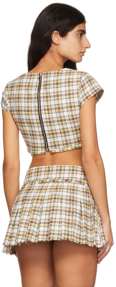 Съкратен топ GUIZIO Guizio Plaid Corset Crop Top Жълто | DGF21C1014, 2