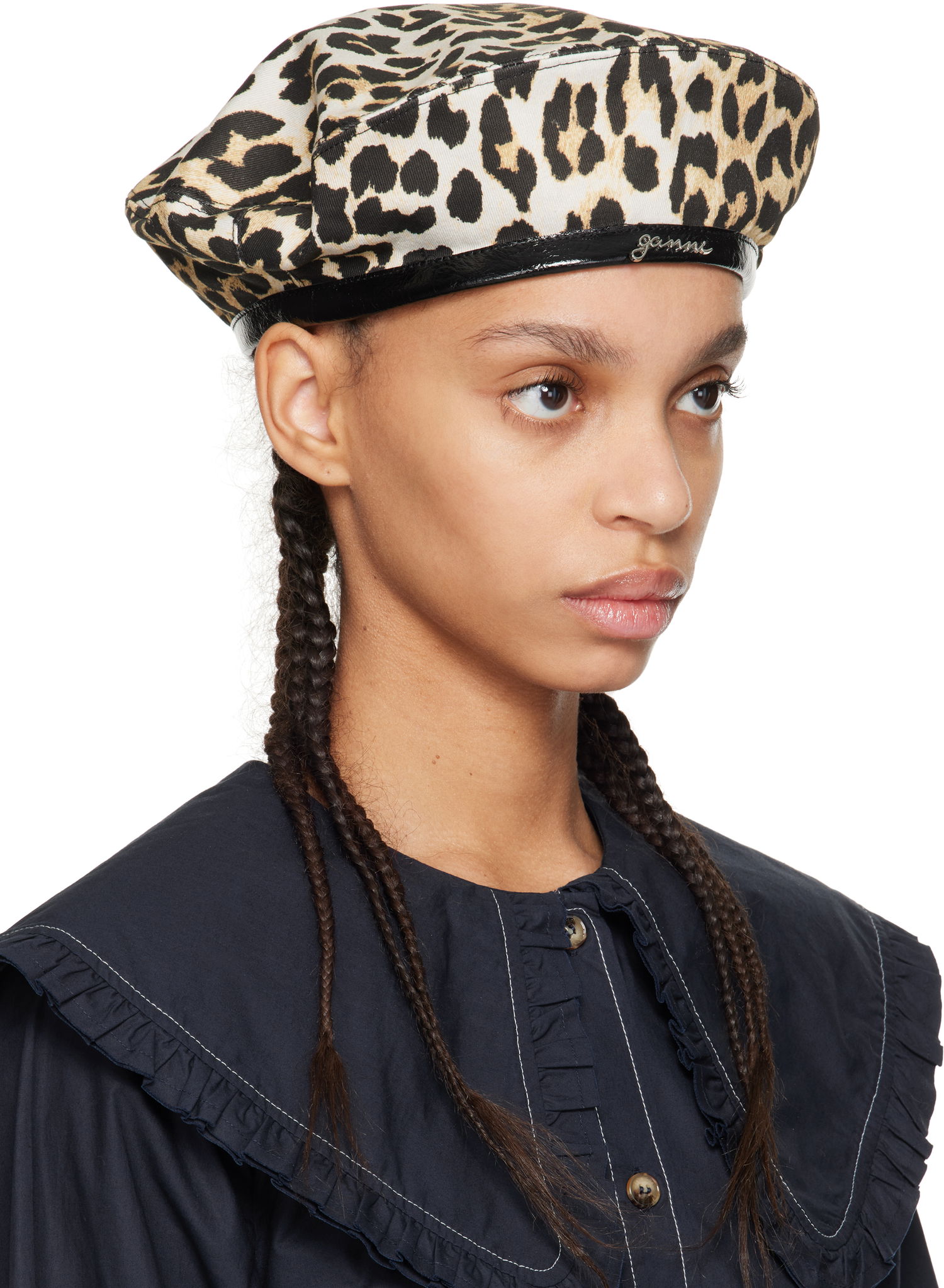 Барета GANNI Ganni Leopard Beret Кафяво | A6420, 1