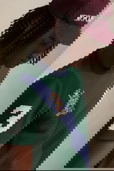 Тениска Polo by Ralph Lauren Polo Rider Diagonal Stripe Ringer T-Shirt with Embroidered Crest Зелено | 710P00092, 3