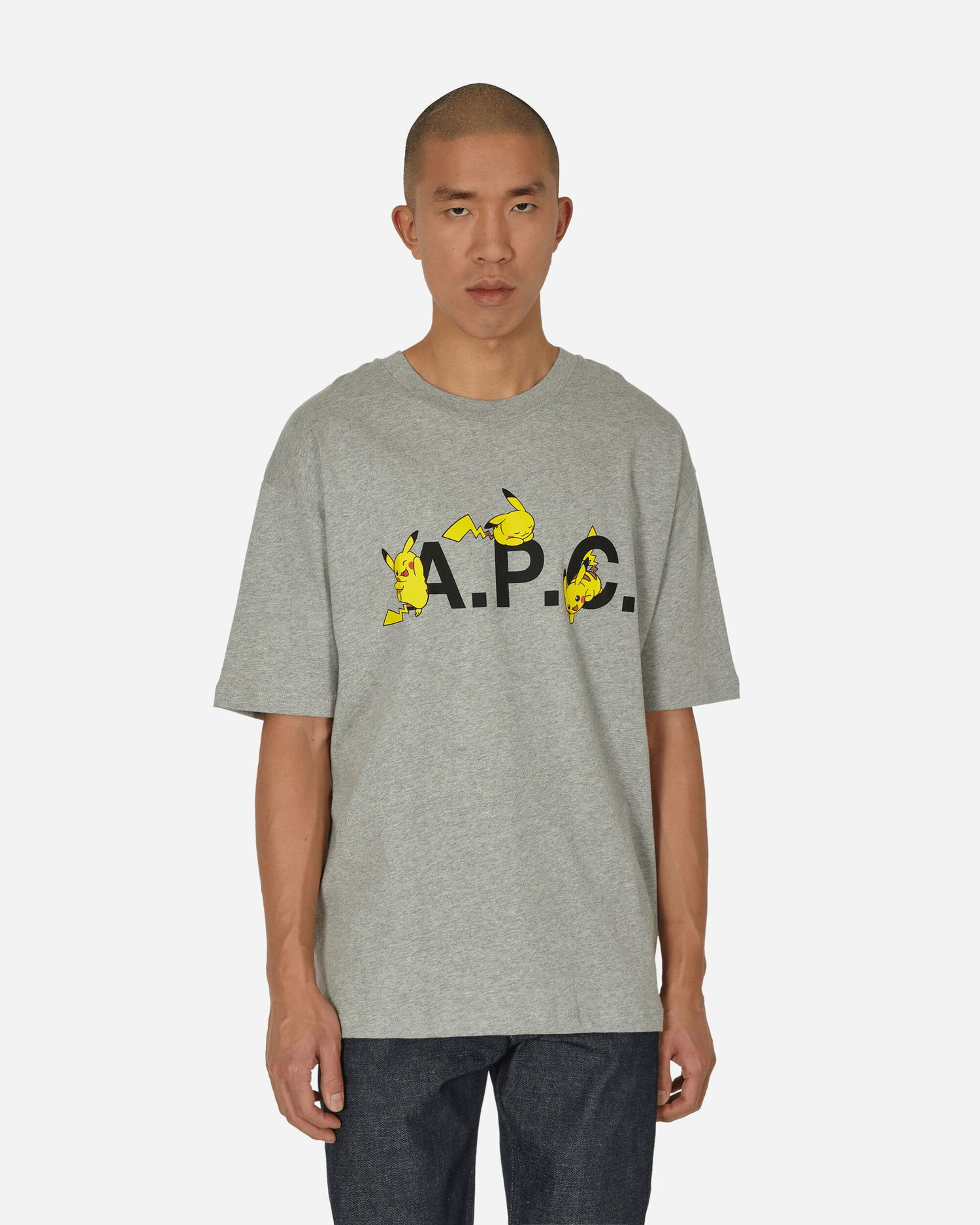 Тениска A.P.C. Pokémon Pikachu x T-Shirt Сиво | COEZB-H26315 PLB, 0