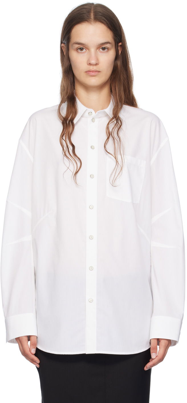 Риза Helmut Lang Helmut Lang Apex Women's Blouse Бяло | O06HW599