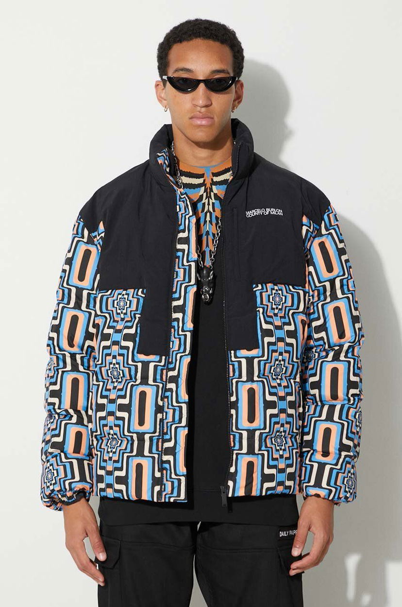 Пухо яке Marcelo Burlon Optical Cross Block Puffer Jacket Черно | CMEJ001F23FAB0023310