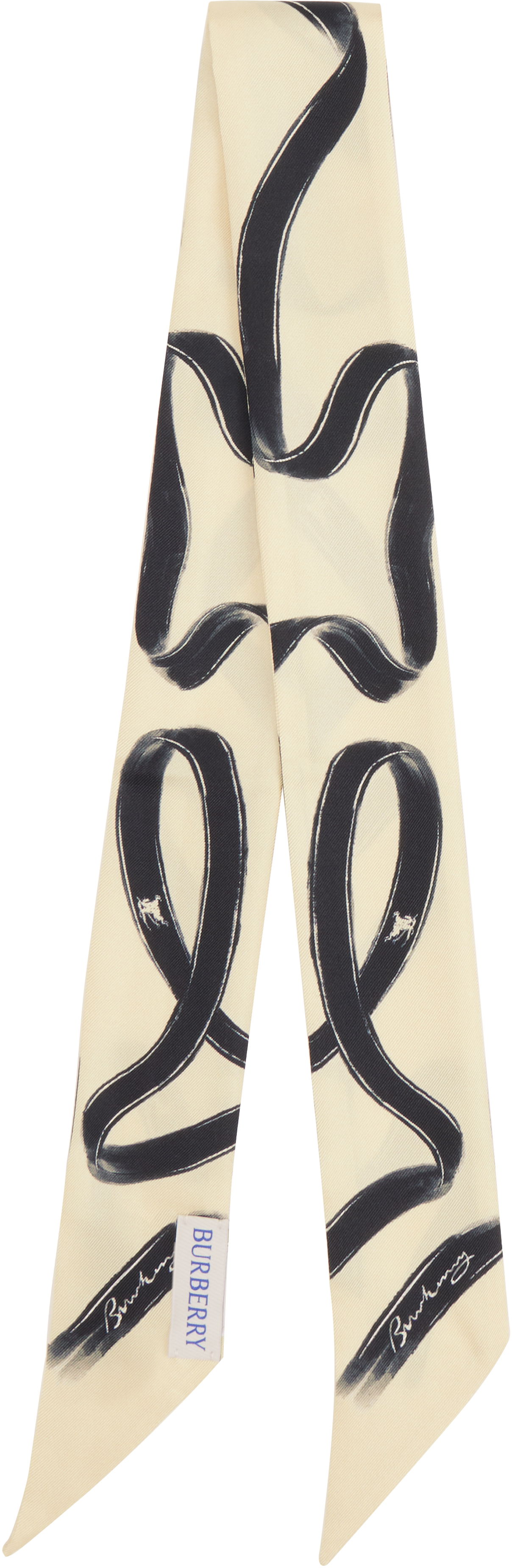 Шал Burberry Skinny Ribbon Silk Scarf Бежово | 8103806, 1