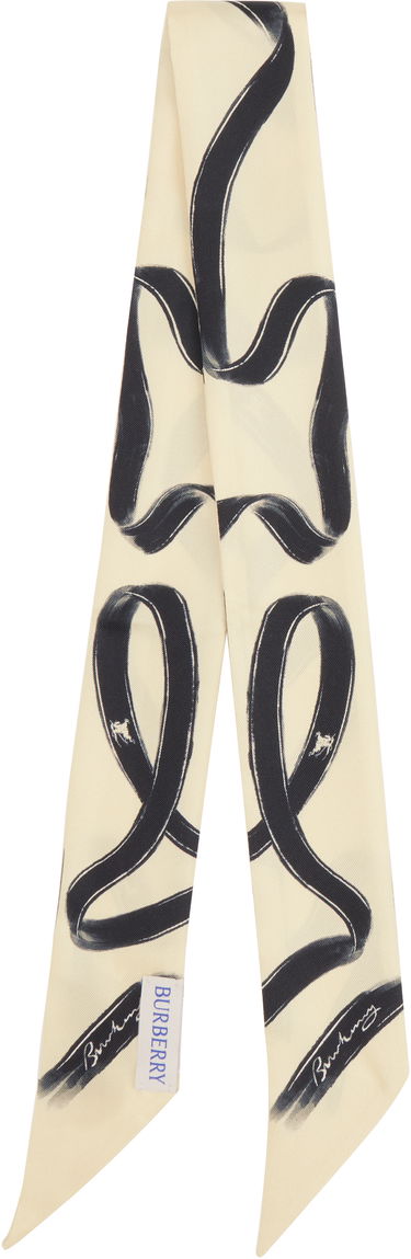 Шал Burberry Skinny Ribbon Silk Scarf Бежово | 8103806, 1