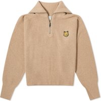 Пуловер MAISON KITSUNÉ Tonal Fox Head Patch Half Zip Crewneck Бежово | LW00809KT1093-H251, 1