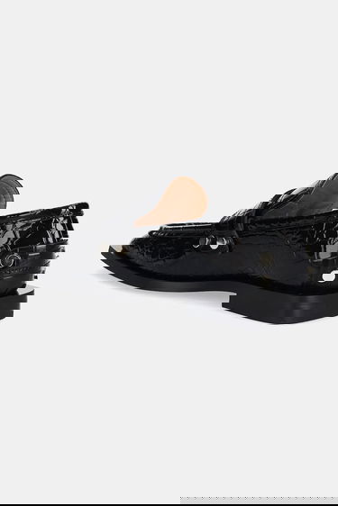 Кецове и обувки GANNI GANNI Studs Square Toe Shiny Croco Loafers Черно | S3014, 2