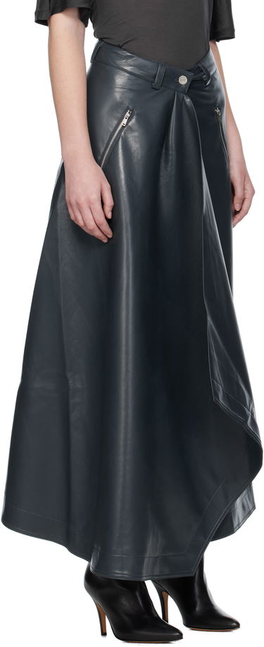 Пола Nanushka Nanushka Neith Draped Vegan Leather Maxi Skirt Тъмно синьо | NW25PFSK01455, 1