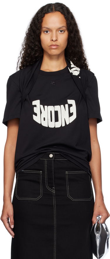 Тениска Courrèges Encore Print Cotton T-shirt Черно | 324JTO332JS0112, 0