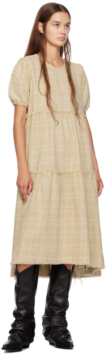 Pокля R13 R13 Shredded Relaxed Midi Dress Жълто | R13WR045-R260D, 3